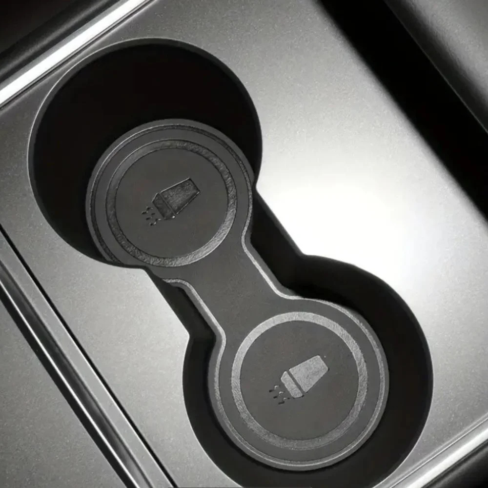 Upgrade Your Tesla with a Leather Center Console Water Cup Holder Non-Slip Mat